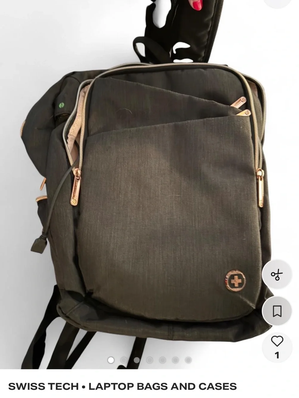 Swiss Tech Black Backpack with Rose-Gold Accents